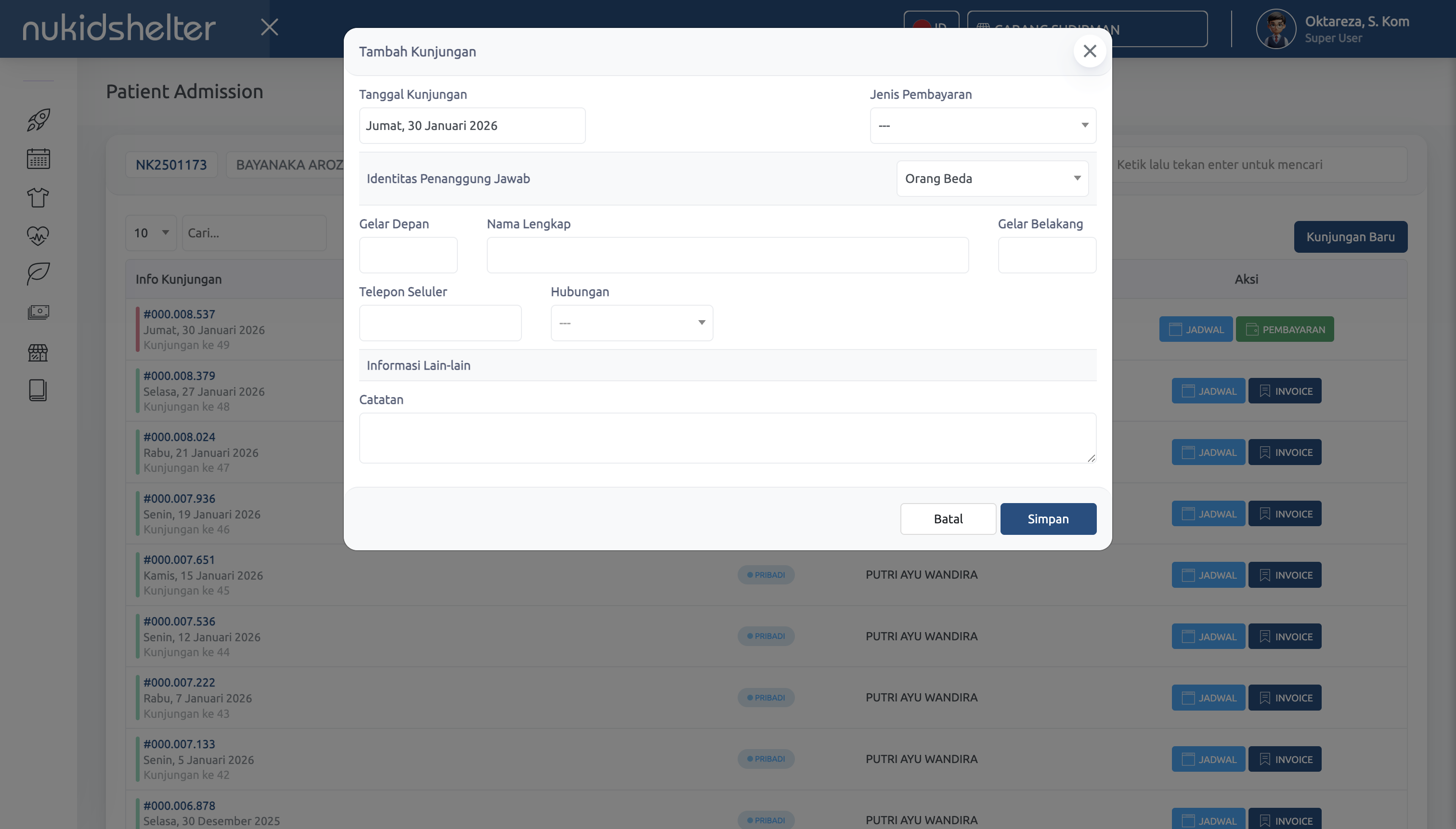 Formulir Admission Baru